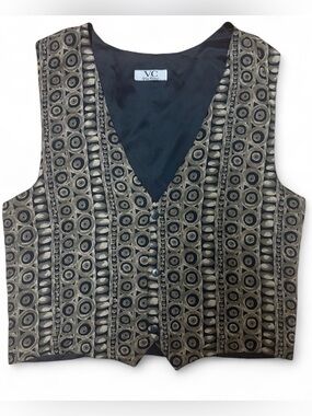 90s Via Como Women's Geometric Tapestry Button-Up Vest  Women’s Retro